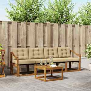 Zunanja garnitura za sedenje z blazino 5 pcs Naravna in bež