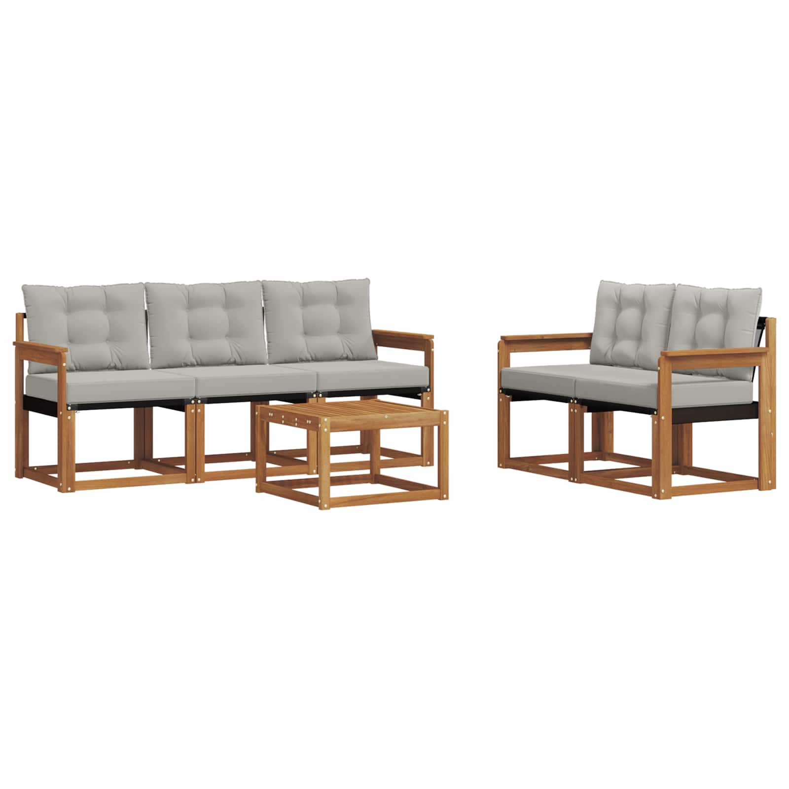 Zunanja garnitura za sedenje 6 pcs Naravna in svetlo siva - slika 2