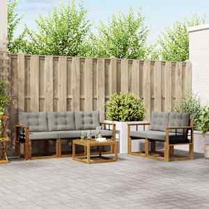 Zunanja garnitura za sedenje 6 pcs Naravna in svetlo siva