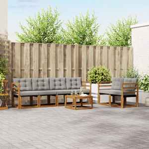 Zunanja garnitura za sedenje 7 pcs Naravna in svetlo siva