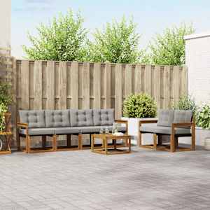 Zunanja garnitura za sedenje 7 pcs Naravna in svetlo siva