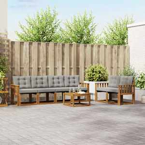 Zunanja garnitura za sedenje 7 pcs Naravna in svetlo siva