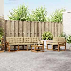 Zunanja garnitura za sedenje z blazino 7 pcs Naravna in bež