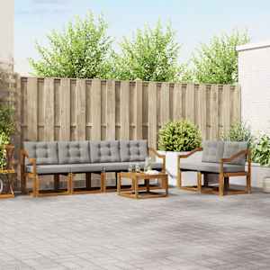 Zunanja garnitura za sedenje 7 pcs Naravna in svetlo siva