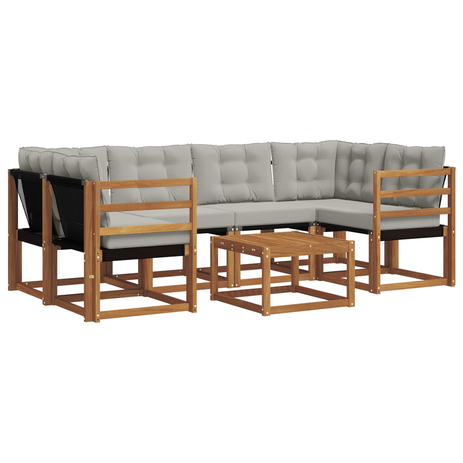 Thumbnail - vidaXL Outdoor-Sofagarnitur mit Kissen 7 pcs Natürlich und Hellgrau