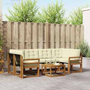 Zunanja garnitura za sedenje z blazino 7 pcs Naravna in smetana