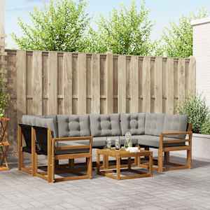 Zunanja garnitura za sedenje 7 pcs Naravna in svetlo siva