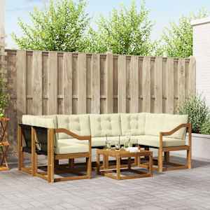 Zunanja garnitura za sedenje z blazino 7 pcs Naravna in smetana