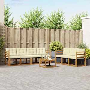 Zunanja garnitura za sedenje z blazino 8 pcs Naravna in smetana