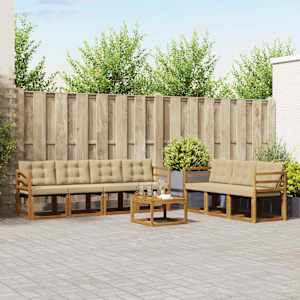 Zunanja garnitura za sedenje z blazino 8 pcs Naravna in bež
