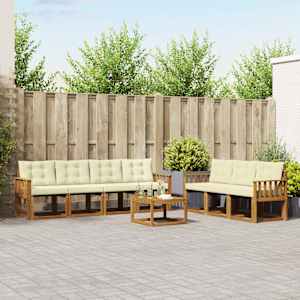 Zunanja garnitura za sedenje z blazino 8 pcs Naravna in smetana