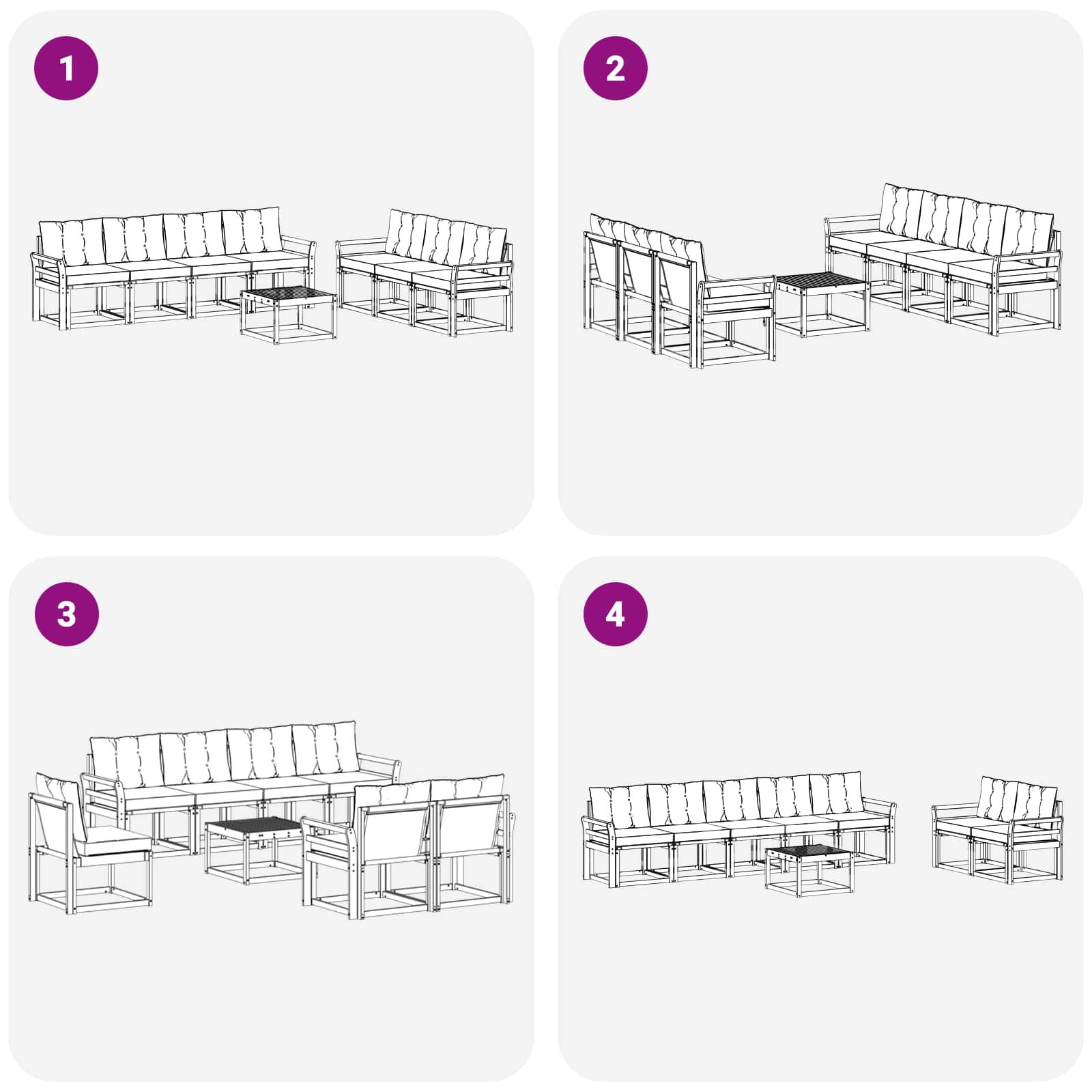 Zunanja garnitura za sedenje z blazino 8 pcs Naravna in smetana - slika 8