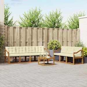 Zunanja garnitura za sedenje z blazino 8 pcs Naravna in smetana