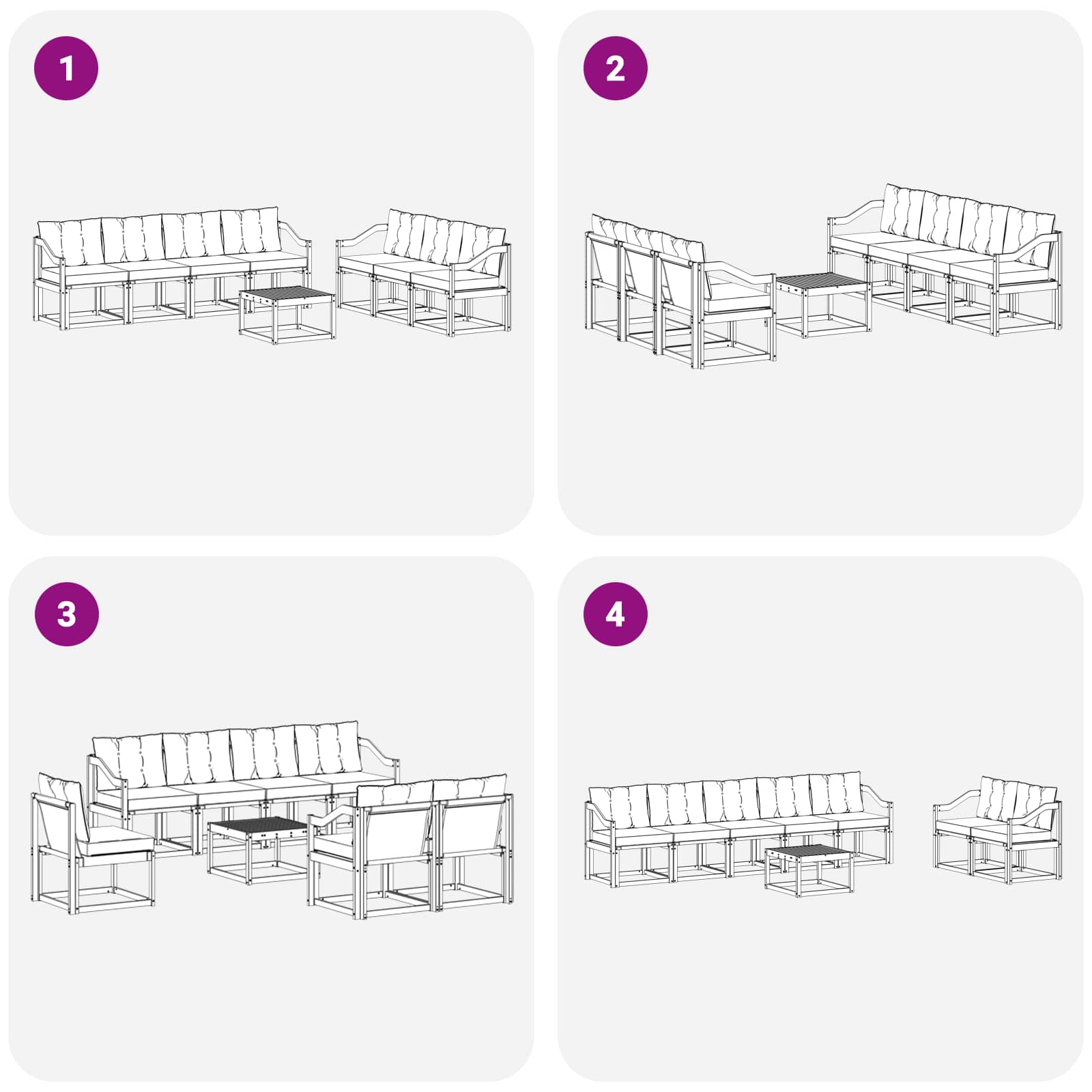 Zunanja garnitura za sedenje z blazino 8 pcs Naravna in bež - slika 8