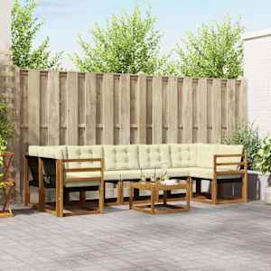 Zunanja garnitura za sedenje z blazino 8 pcs Naravna in smetana