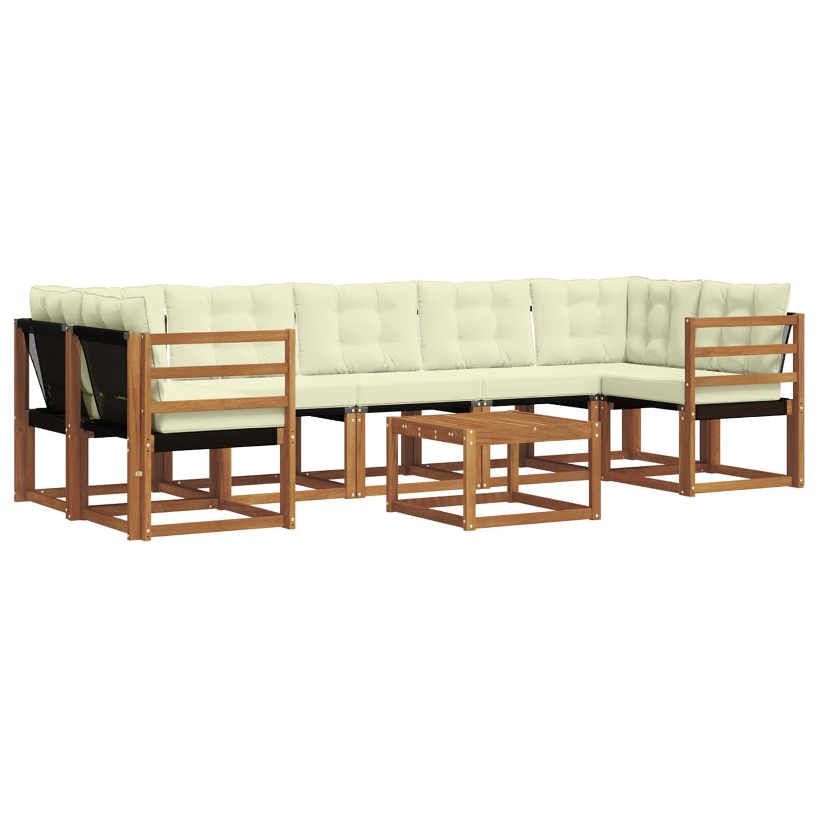 Zunanja garnitura za sedenje z blazino 8 pcs Naravna in smetana - slika 2