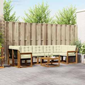 Zunanja garnitura za sedenje z blazino 8 pcs Naravna in smetana