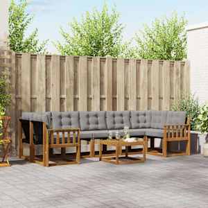 Zunanja garnitura za sedenje 8 pcs Naravna in svetlo siva