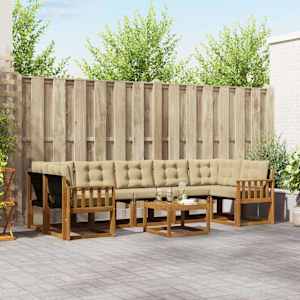 Zunanja garnitura za sedenje z blazino 8 pcs Naravna in bež