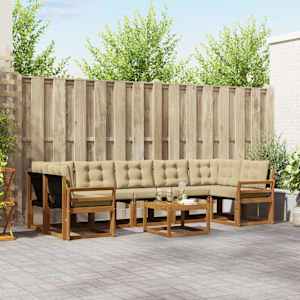 Zunanja garnitura za sedenje z blazino 8 pcs Naravna in bež
