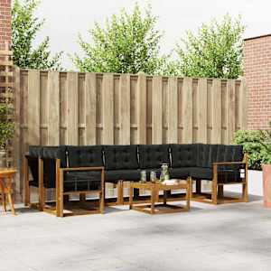 Zunanja garnitura za sedenje z blazino 8 pcs Naravna in črna