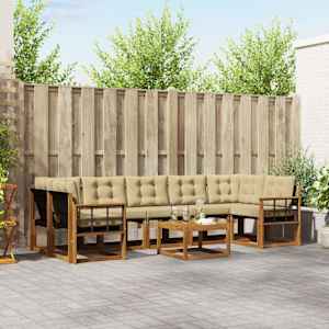 Zunanja garnitura za sedenje z blazino 8 pcs Naravna in bež
