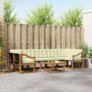 Zunanja garnitura za sedenje z blazino 8 pcs Naravna in smetana