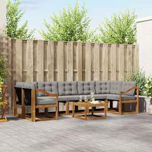 Zunanja garnitura za sedenje 8 pcs Naravna in svetlo siva