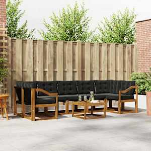 Zunanja garnitura za sedenje z blazino 8 pcs Naravna in črna