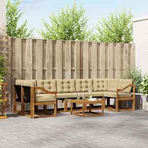 Zunanja garnitura za sedenje z blazino 8 pcs Naravna in bež