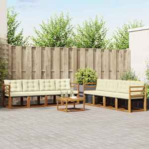 Zunanja garnitura za sedenje z blazino 9 pcs Naravna in smetana