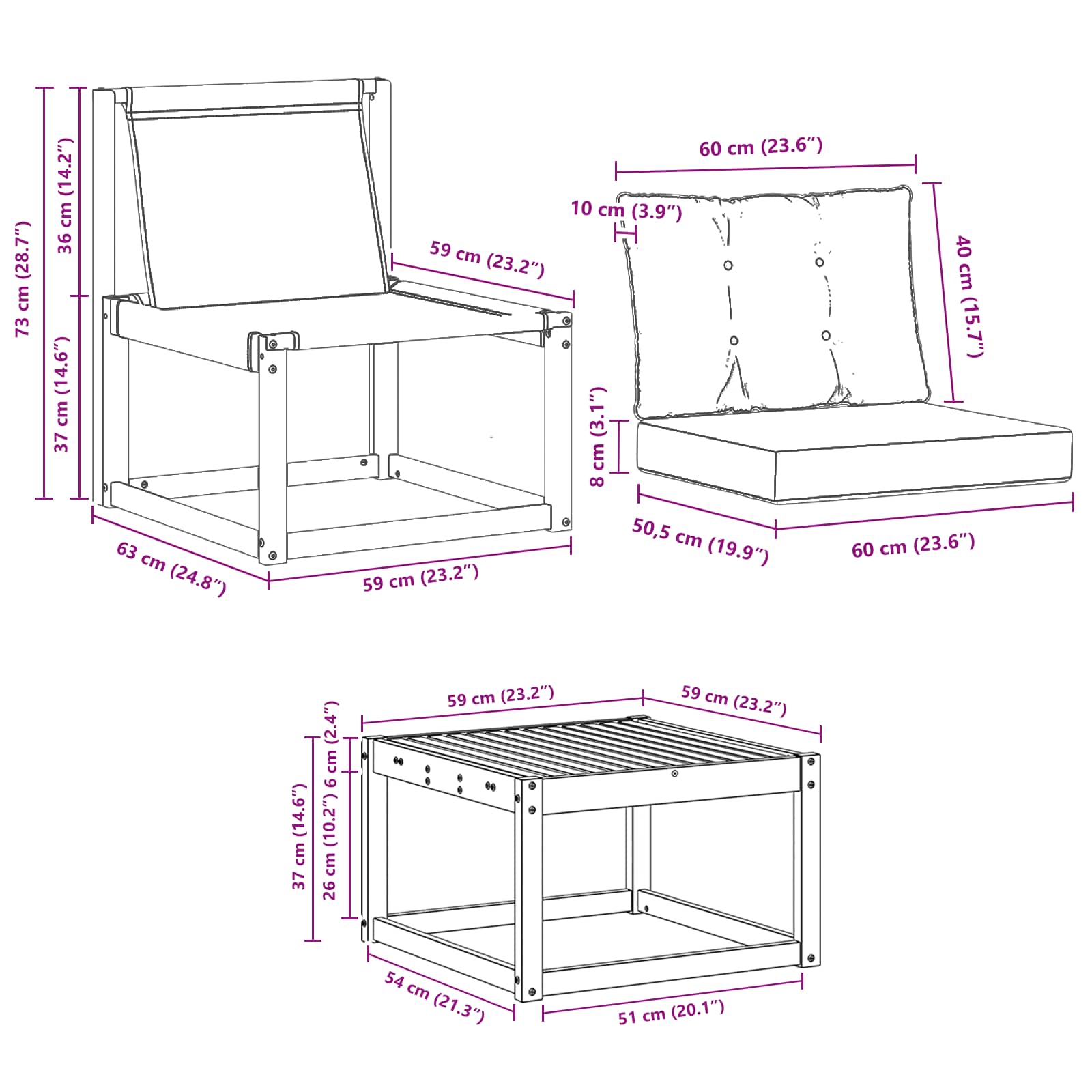 Zunanja garnitura za sedenje 9 pcs Naravna in svetlo siva - slika 9