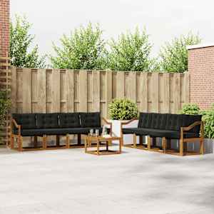 Zunanja garnitura za sedenje z blazino 9 pcs Naravna in črna