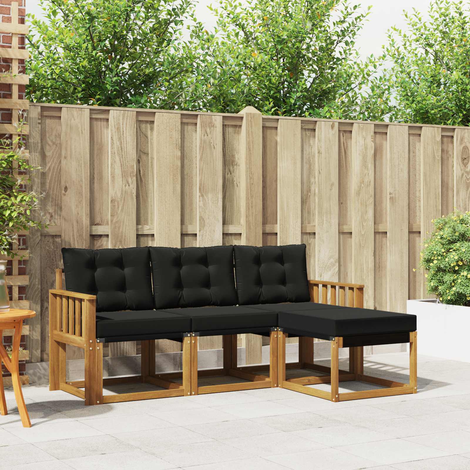 vidaXL Outdoor-Sofagarnitur mit Kissen 4 pcs Natürlich und Schwarz