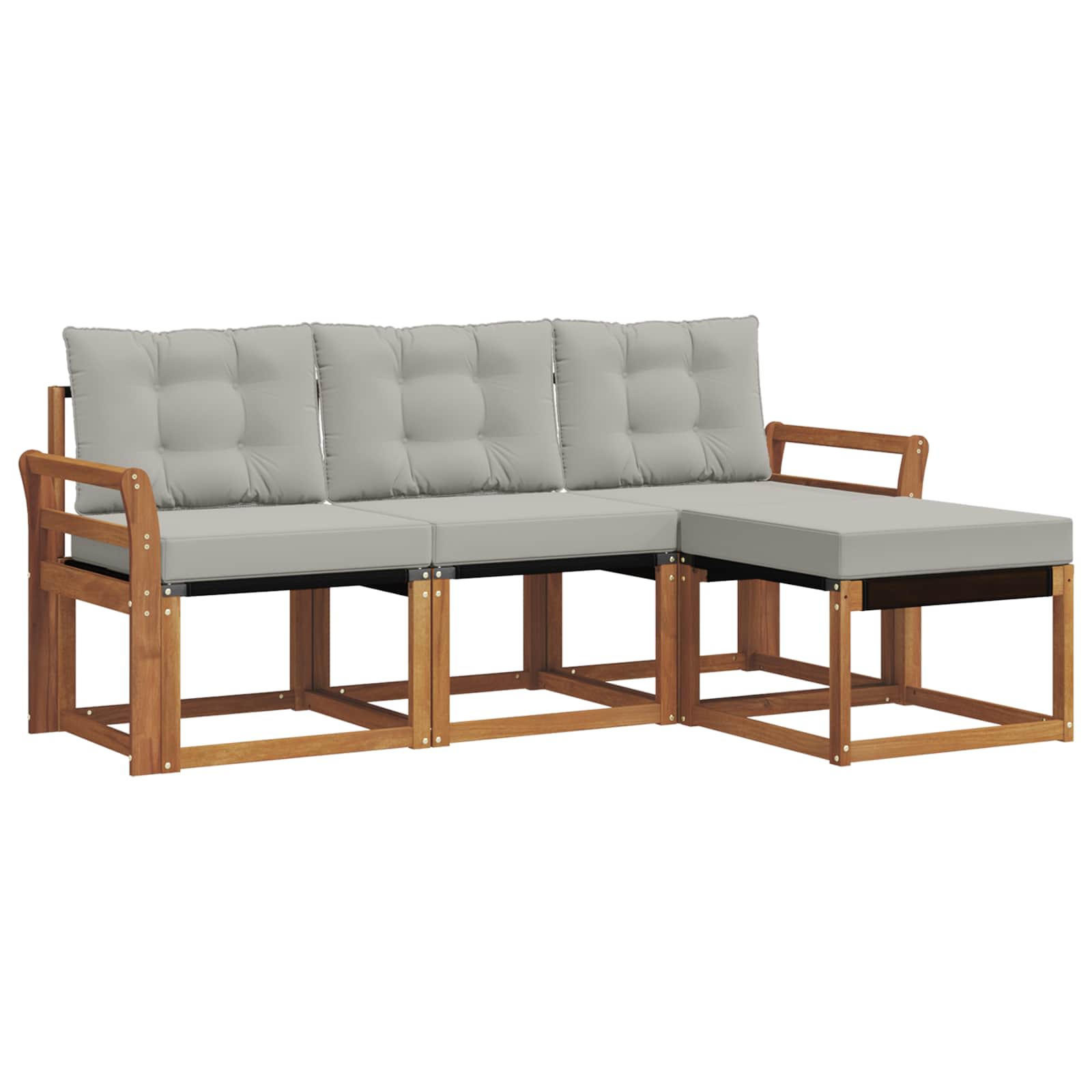 Thumbnail - vidaXL Outdoor-Sofagarnitur mit Kissen 4 pcs Natürlich und Hellgrau