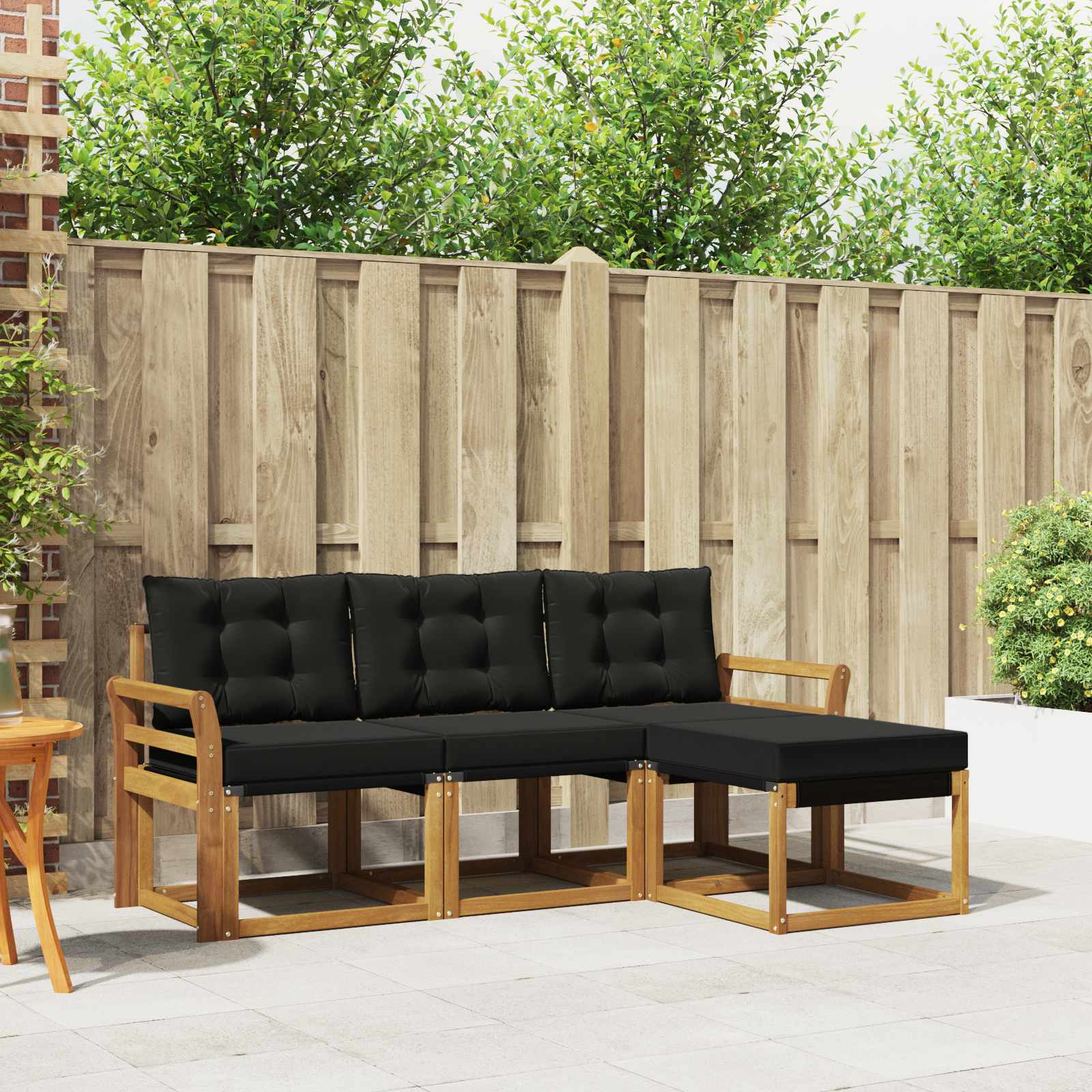 vidaXL Outdoor-Sofagarnitur mit Kissen 4 pcs Natürlich und Schwarz