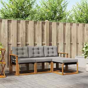 Zunanja garnitura za sedenje 4 pcs Naravna in svetlo siva