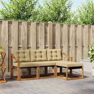 Zunanja garnitura za sedenje z blazino 4 pcs Naravna in bež