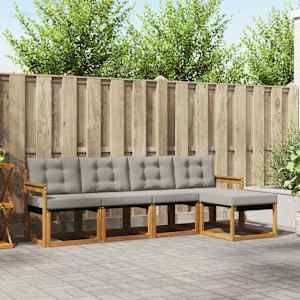 Zunanja garnitura za sedenje 5 pcs Naravna in svetlo siva