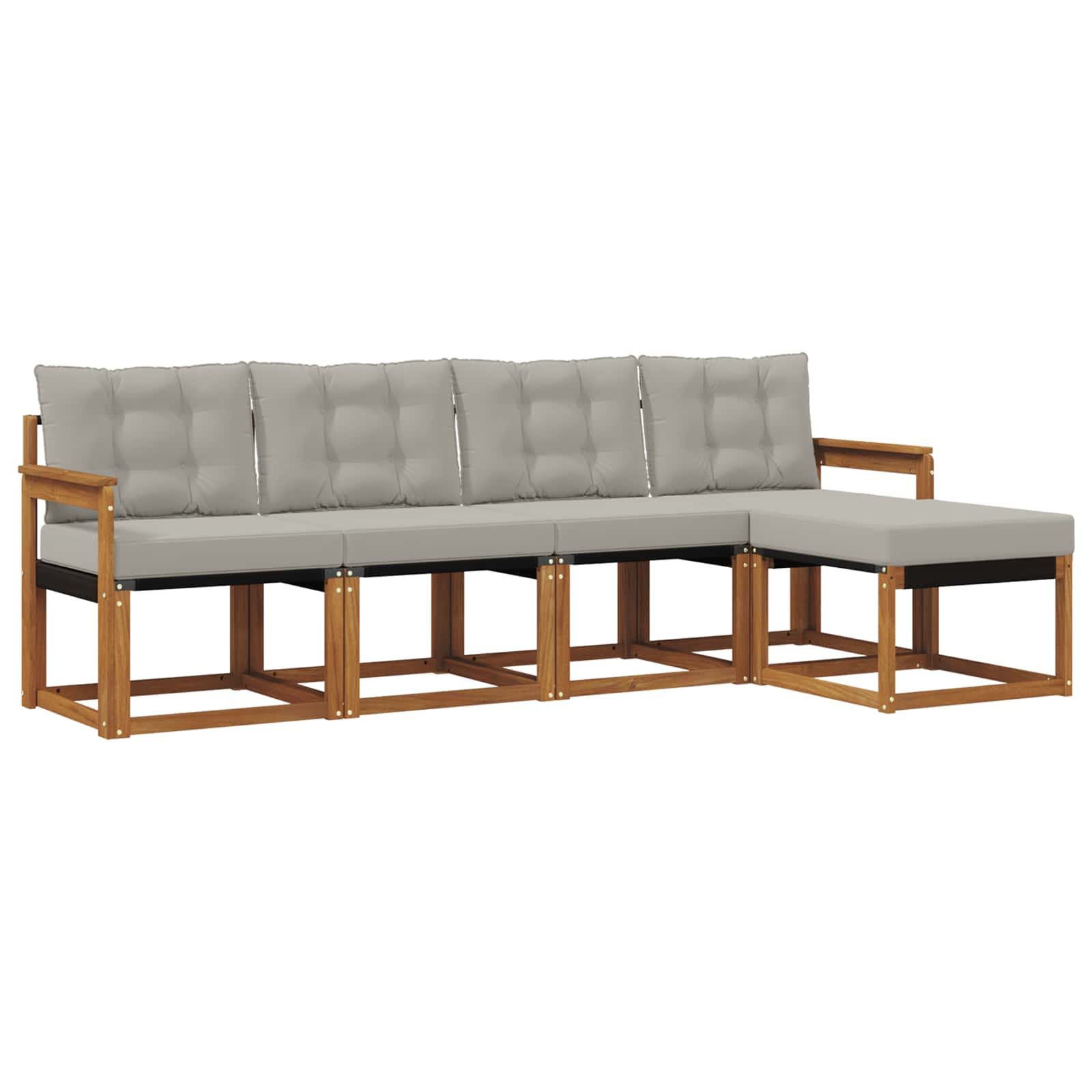 Zunanja garnitura za sedenje 5 pcs Naravna in svetlo siva - slika 2