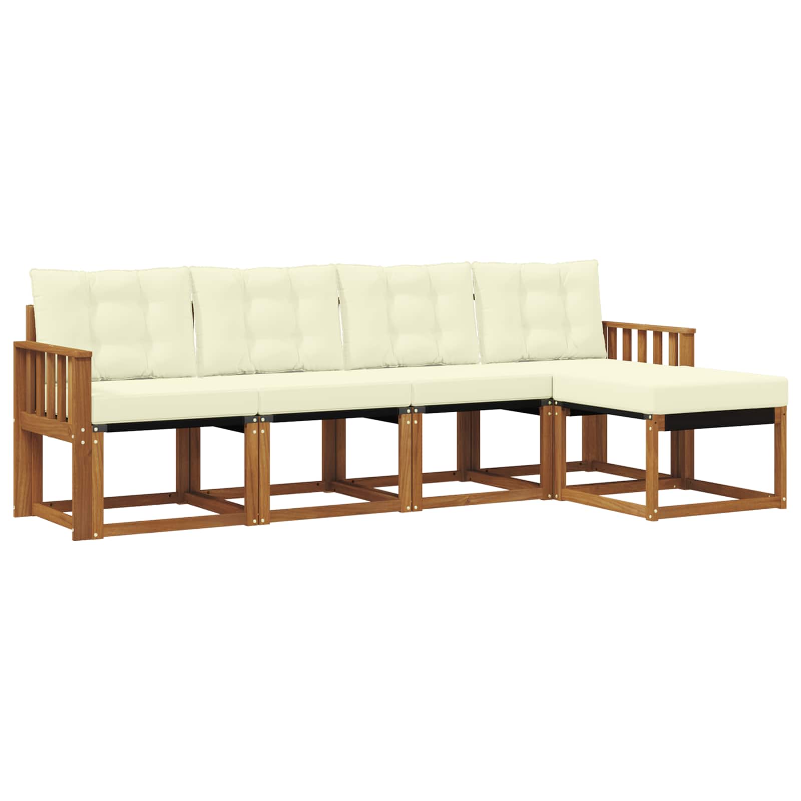 Zunanja garnitura za sedenje z blazino 5 pcs Naravna in smetana - slika 2