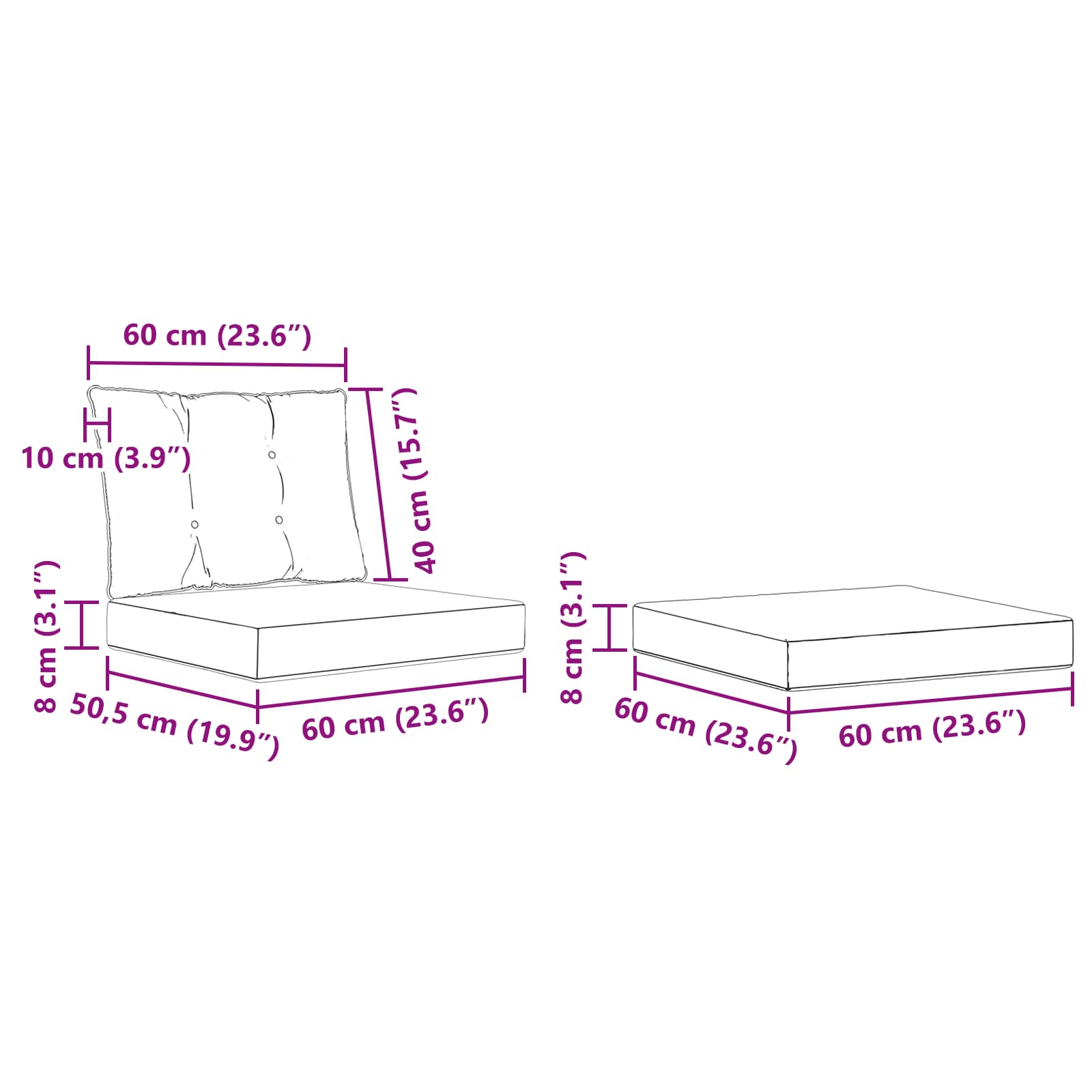 Zunanja garnitura za sedenje z blazino 5 pcs Naravna in smetana - slika 10