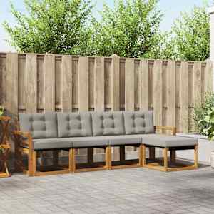 Zunanja garnitura za sedenje 5 pcs Naravna in svetlo siva