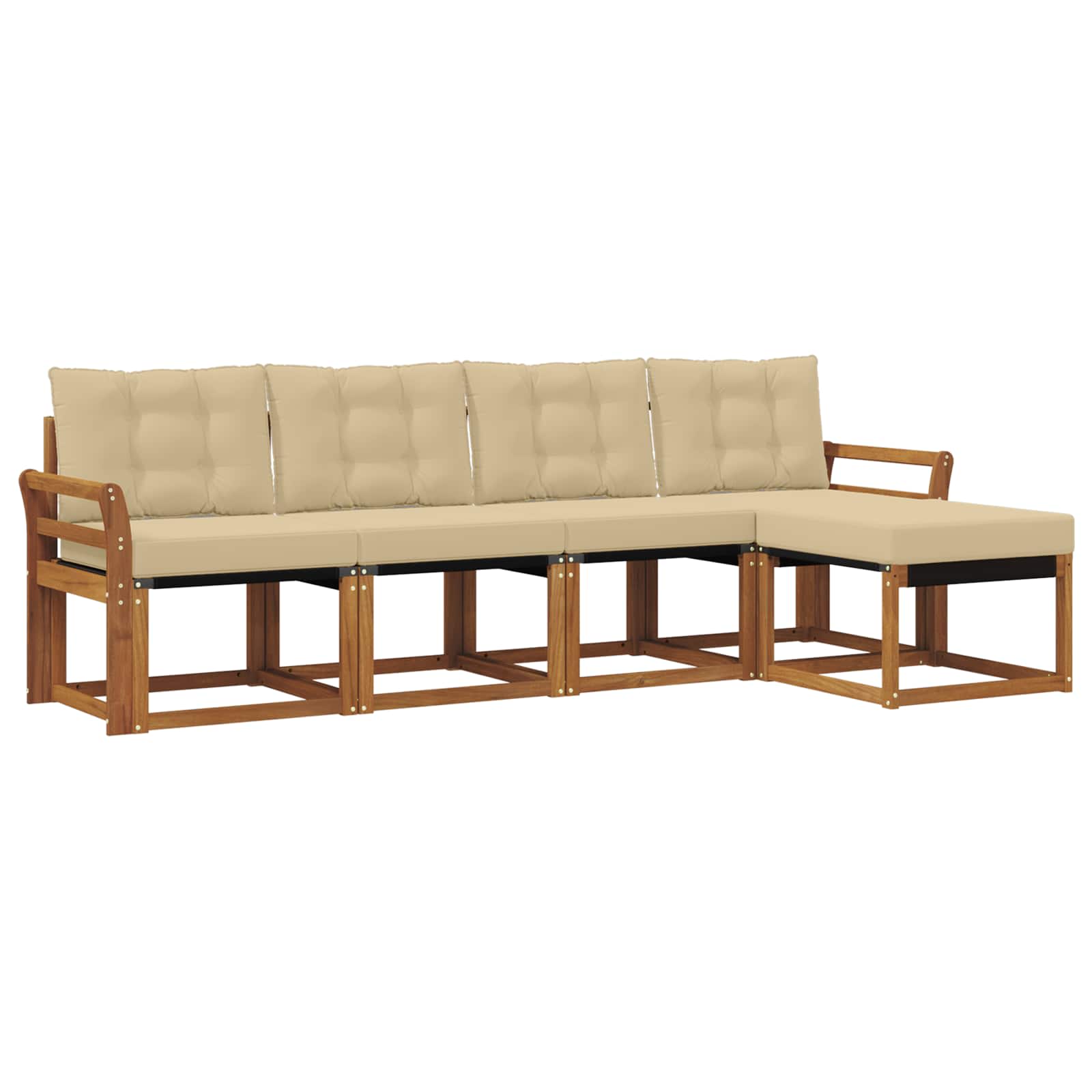 Zunanja garnitura za sedenje z blazino 5 pcs Naravna in bež - slika 2