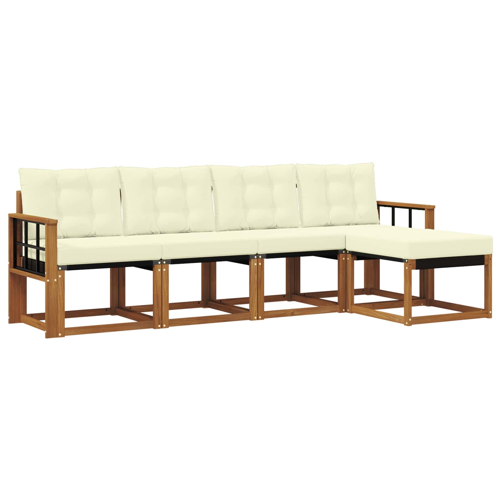 Zunanja garnitura za sedenje z blazino 5 pcs Naravna in smetana - slika 2