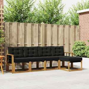 Zunanja garnitura za sedenje z blazino 5 pcs Naravna in črna