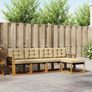 Zunanja garnitura za sedenje z blazino 5 pcs Naravna in bež