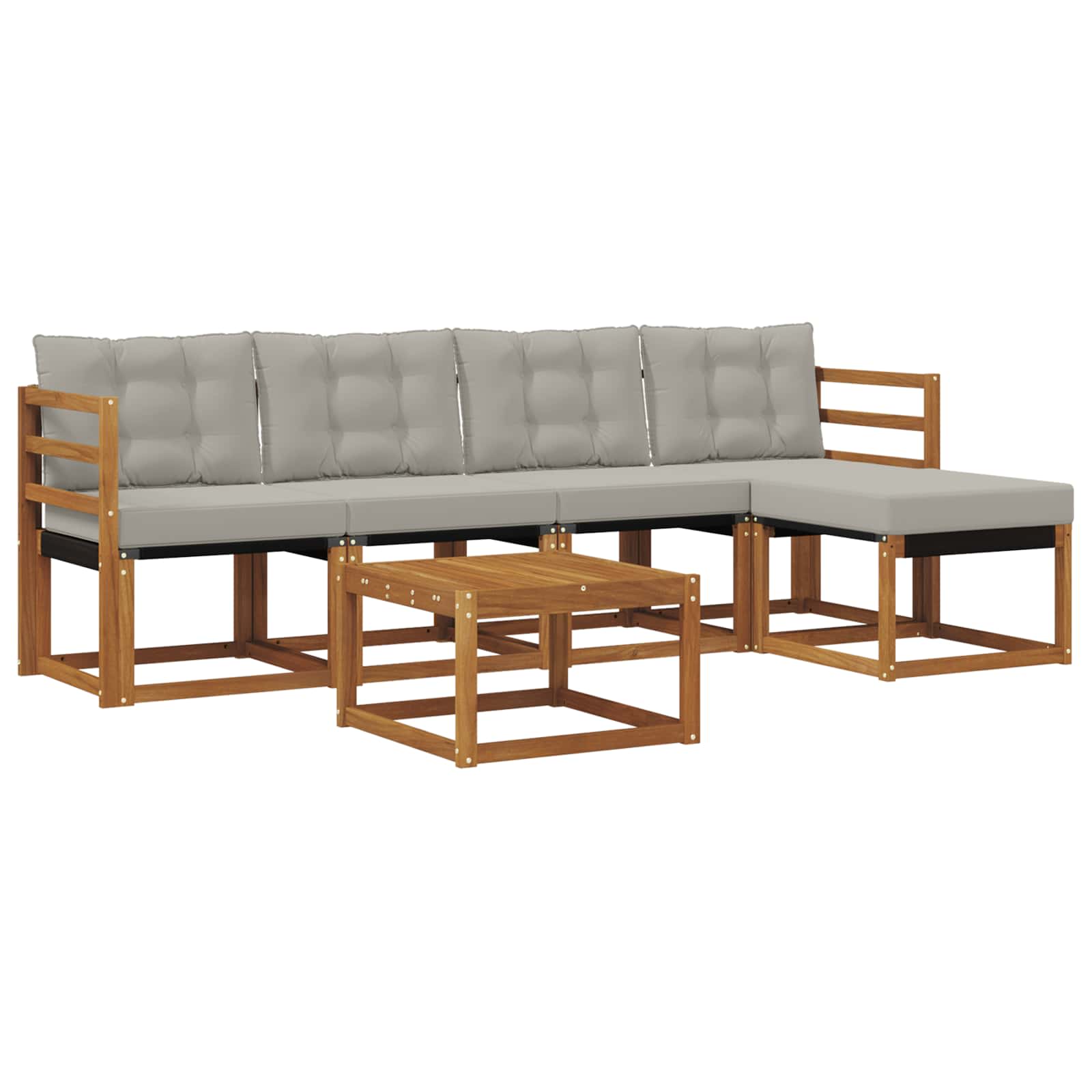 Zunanja garnitura za sedenje 6 pcs Naravna in svetlo siva - slika 2