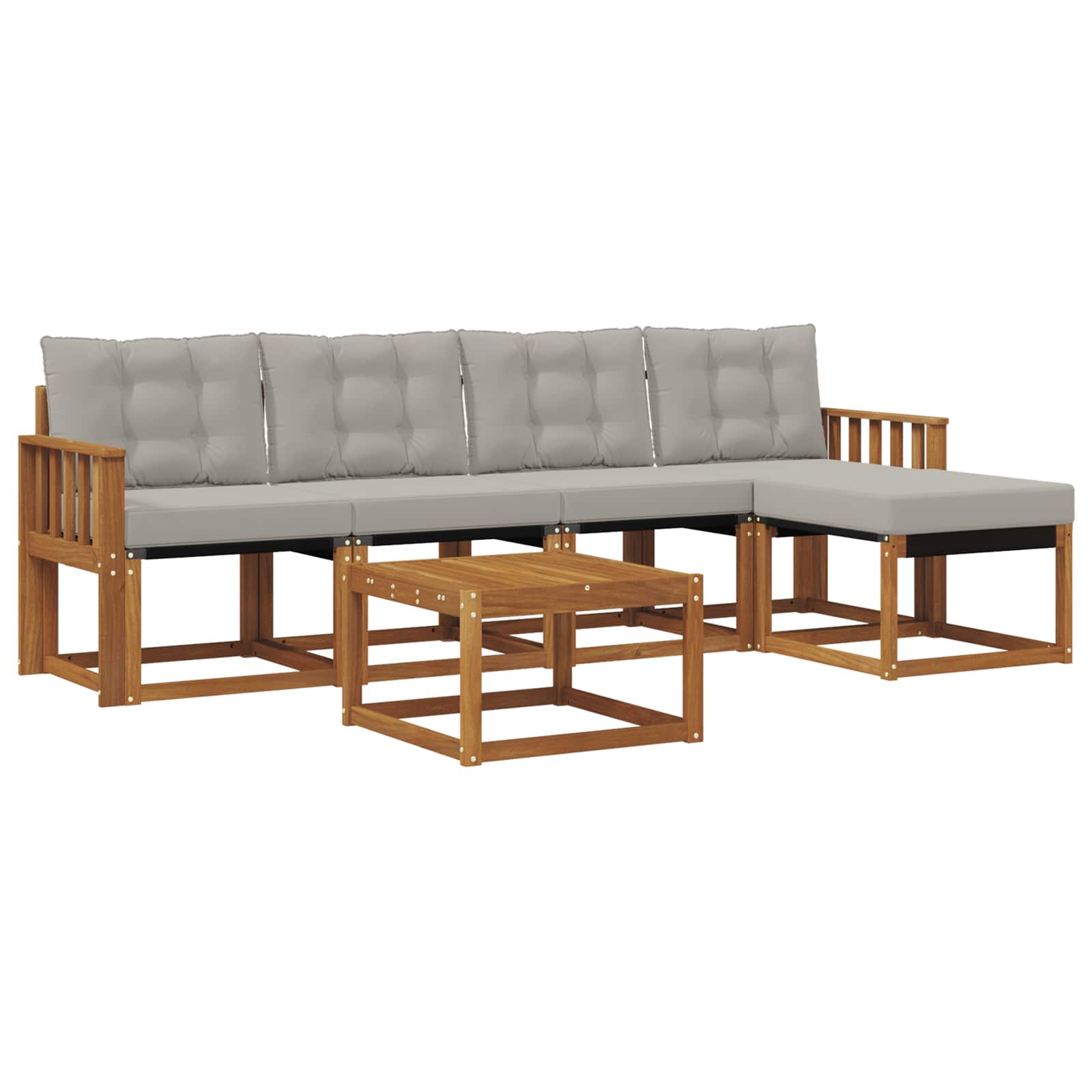 Thumbnail - vidaXL Outdoor-Sofagarnitur mit Kissen 6 pcs Natürlich und Hellgrau