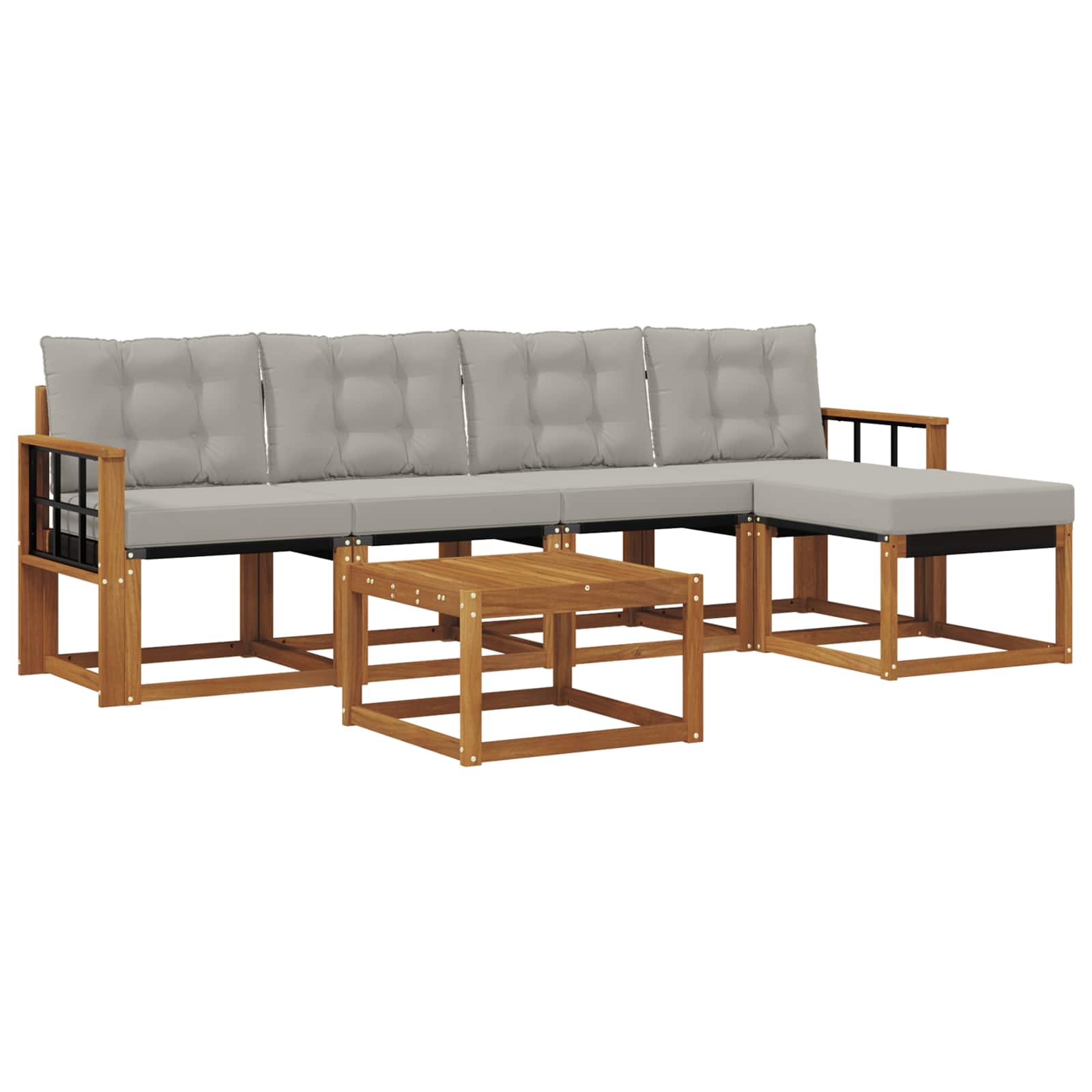 Thumbnail - vidaXL Outdoor-Sofagarnitur mit Kissen 6 pcs Natürlich und Hellgrau